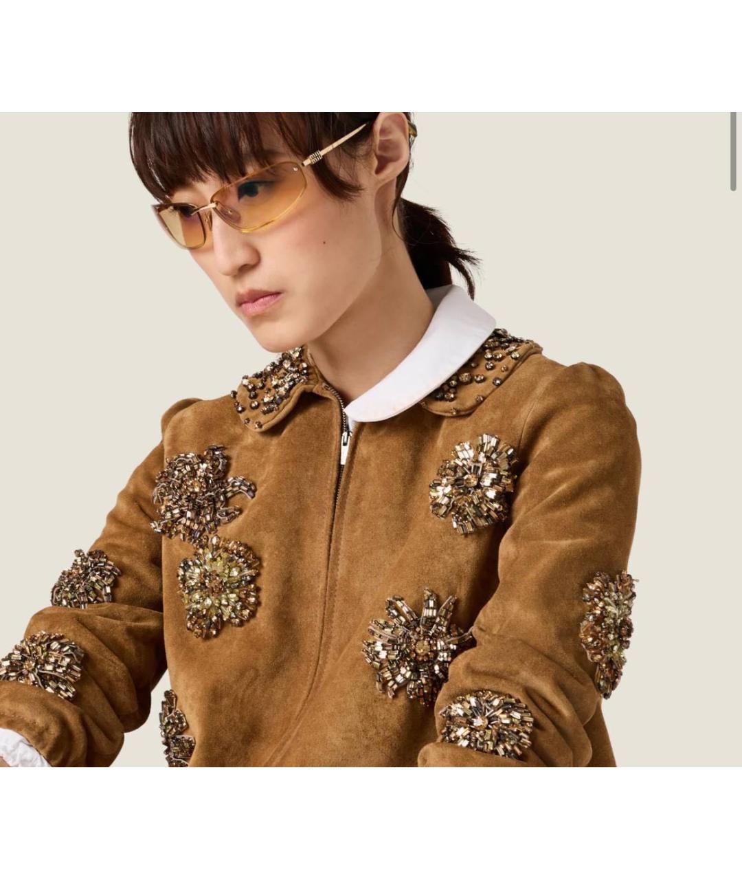 MIU MIU Коричневые металлические солнцезащитные очки, фото 4