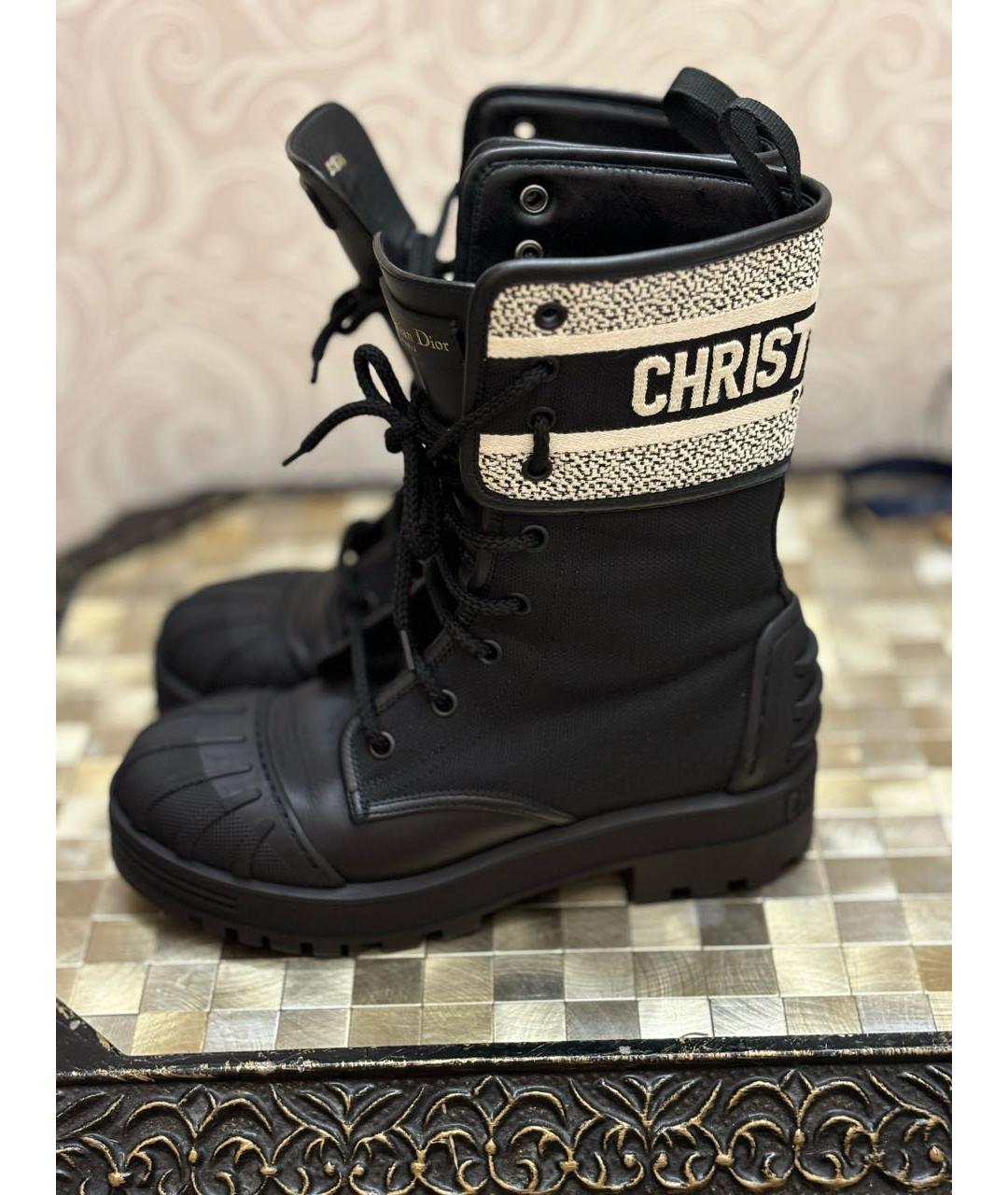 CHRISTIAN DIOR Черные кожаные ботинки, фото 2