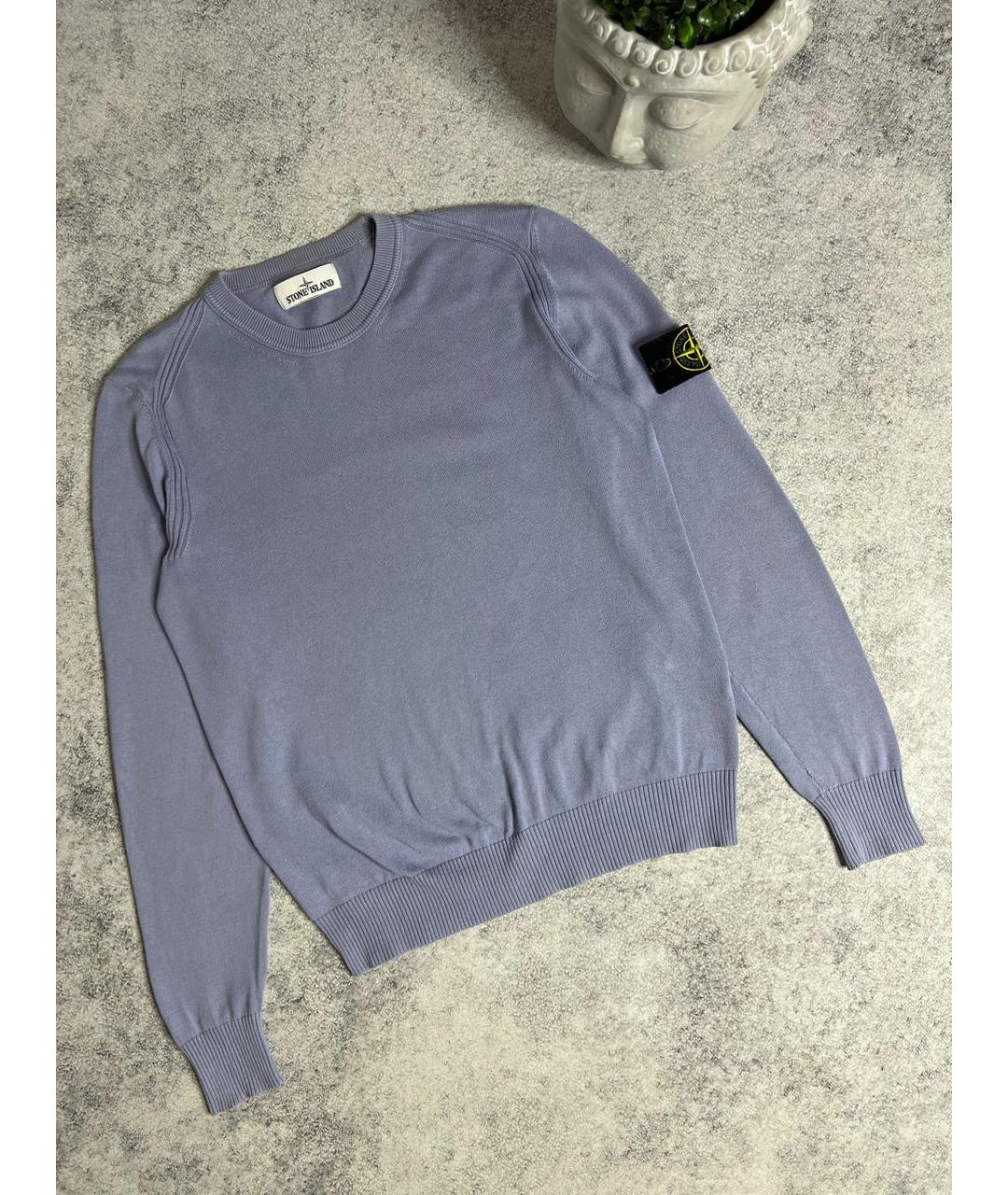 STONE ISLAND Голубой хлопковый джемпер / свитер, фото 8