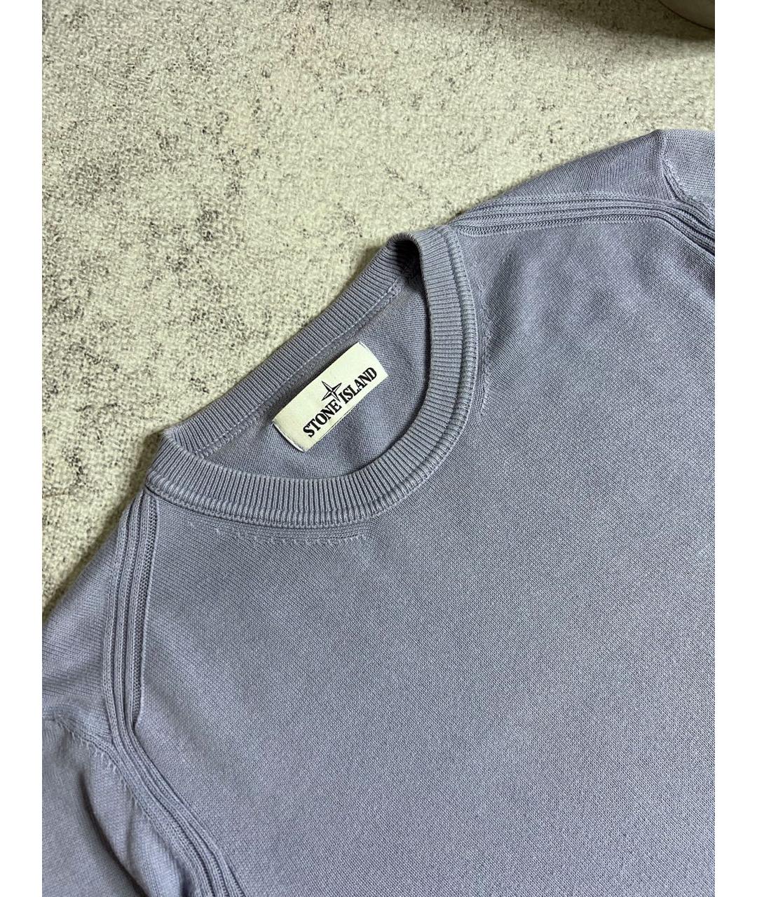 STONE ISLAND Голубой хлопковый джемпер / свитер, фото 3