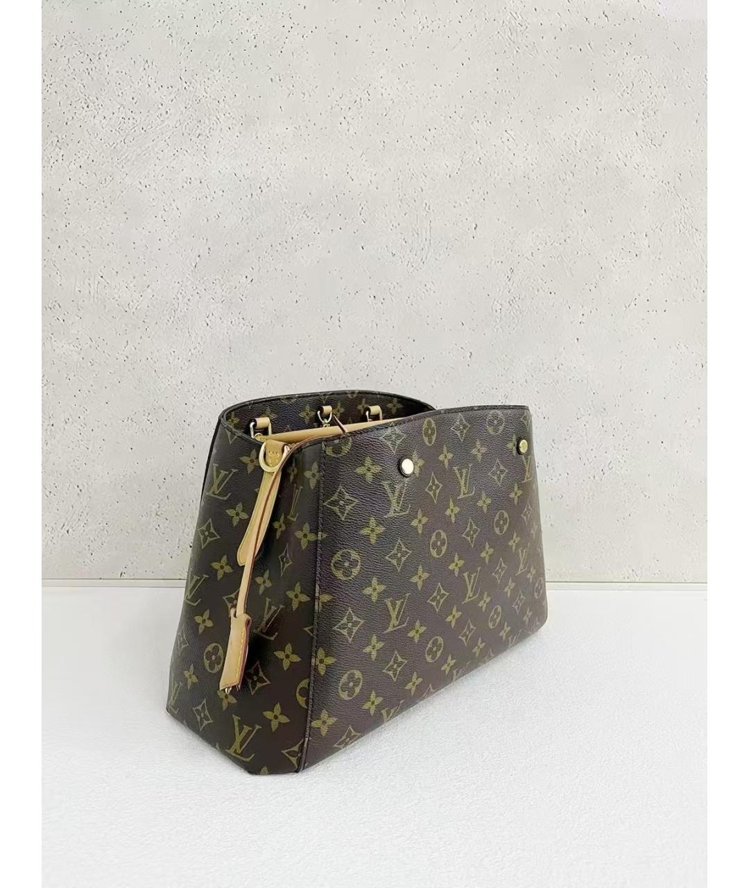 LOUIS VUITTON Коричневая кожаная сумка с короткими ручками, фото 3