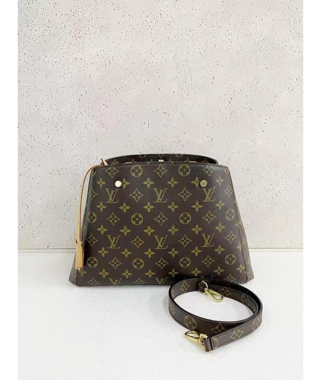 LOUIS VUITTON Коричневая кожаная сумка с короткими ручками, фото 7