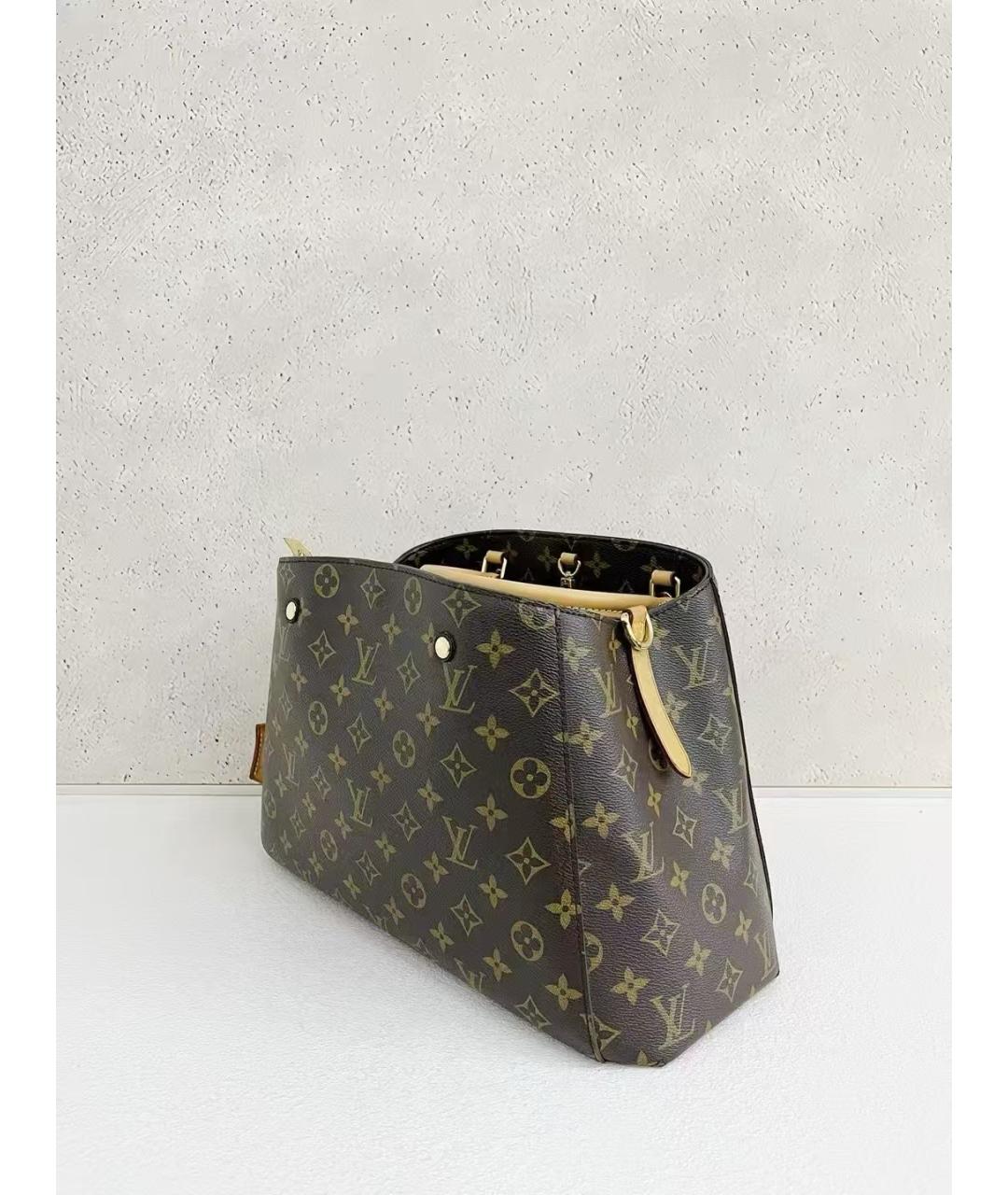 LOUIS VUITTON Коричневая кожаная сумка с короткими ручками, фото 4
