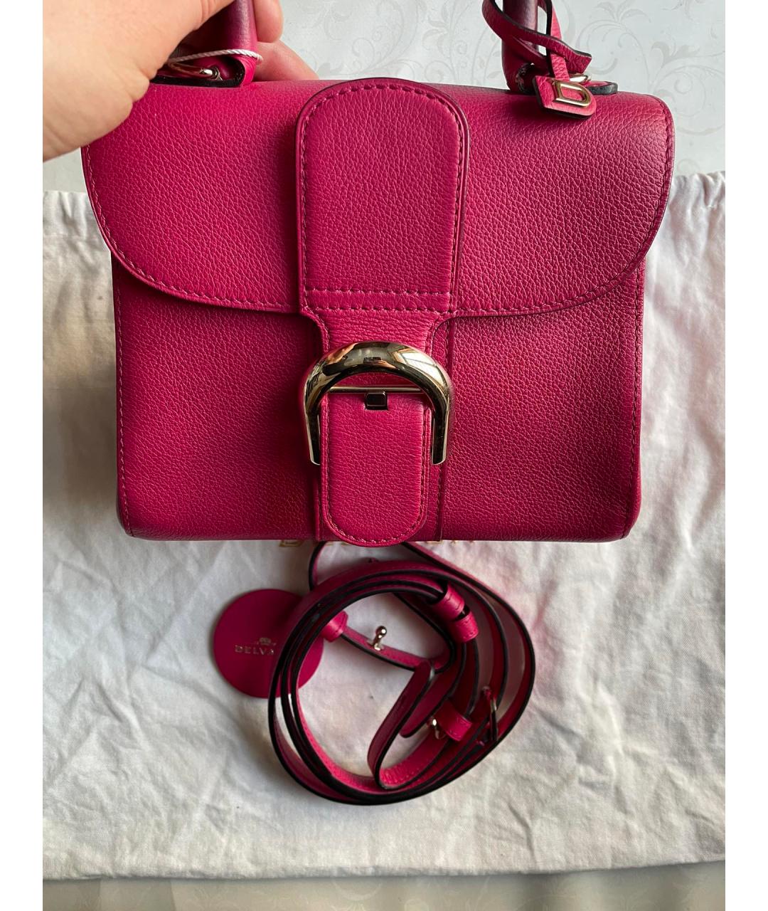 DELVAUX Фуксия кожаная сумка с короткими ручками, фото 2