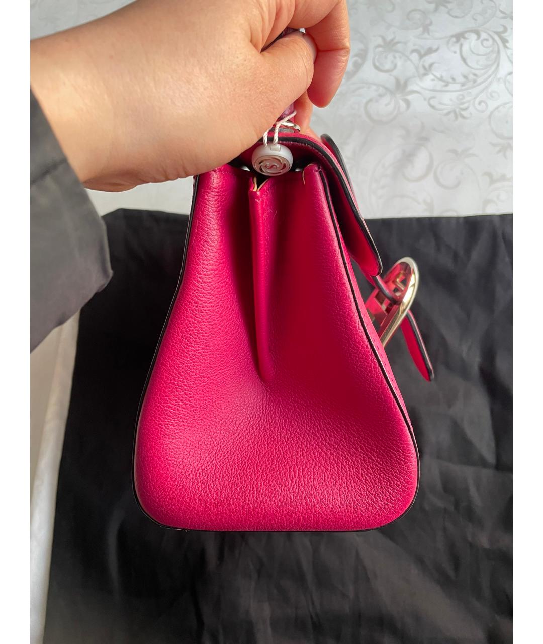 DELVAUX Фуксия кожаная сумка с короткими ручками, фото 6