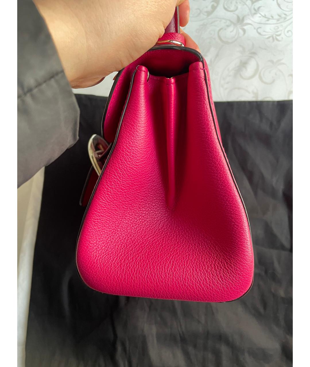 DELVAUX Фуксия кожаная сумка с короткими ручками, фото 5