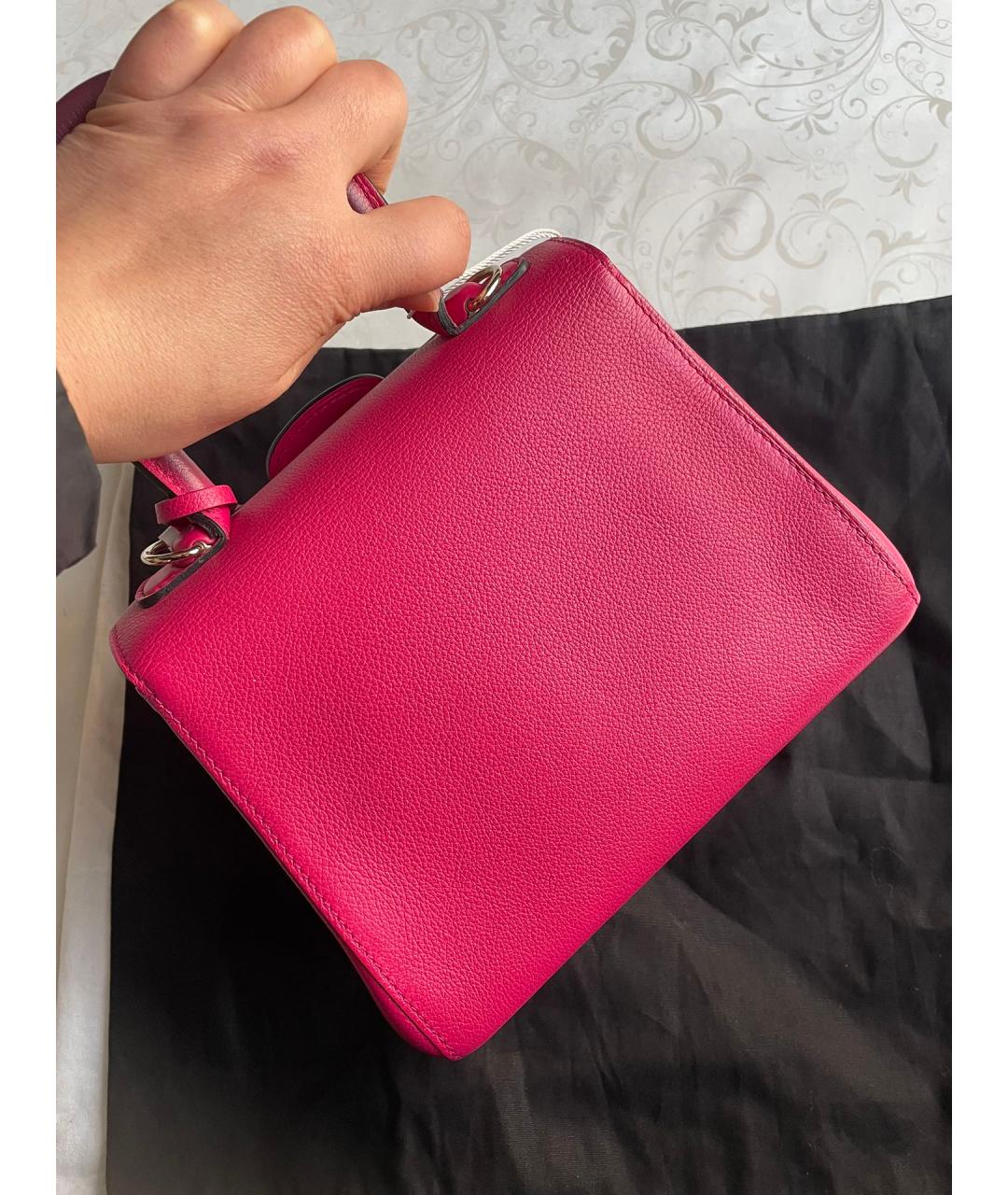 DELVAUX Фуксия кожаная сумка с короткими ручками, фото 4