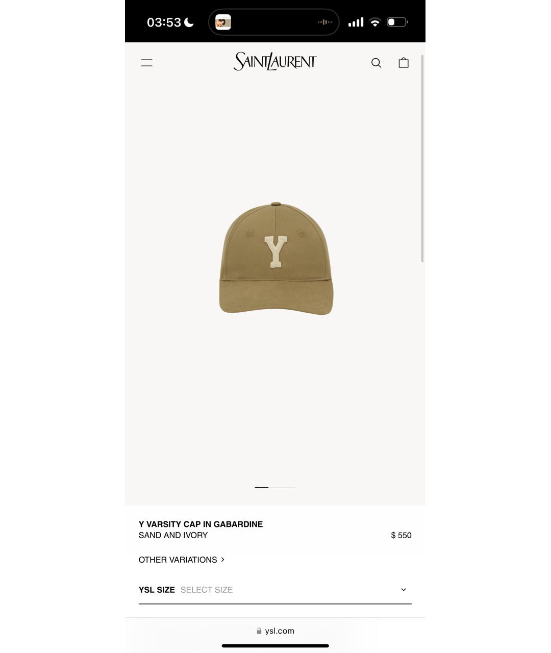 SAINT LAURENT Бежевая хлопковая кепка, фото 2