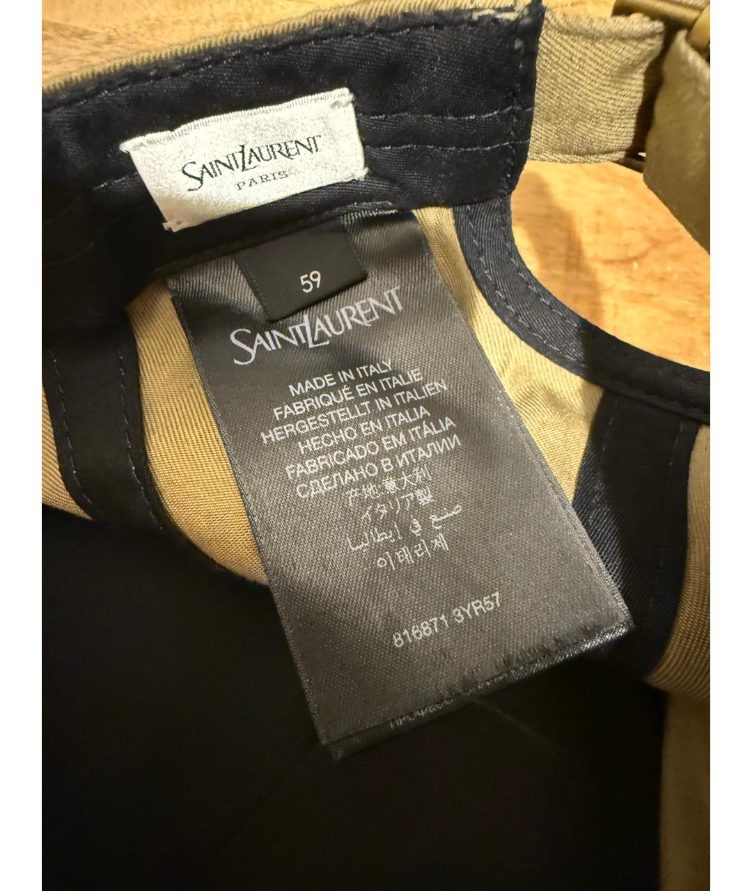 SAINT LAURENT Бежевая хлопковая кепка, фото 7