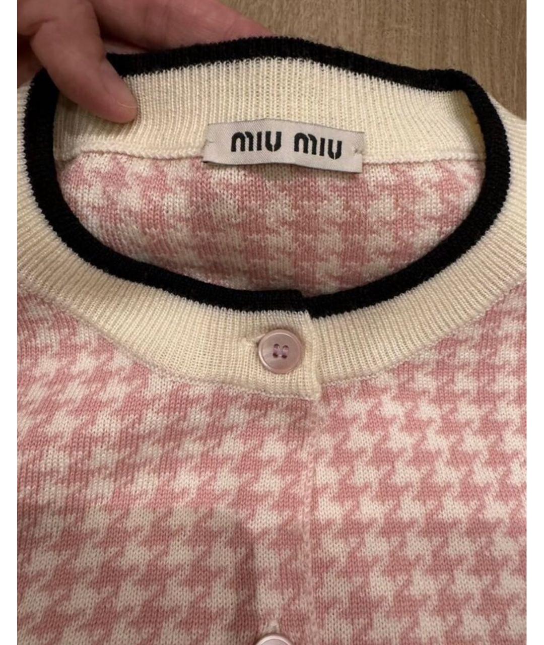 MIU MIU Розовый шерстяной кардиган, фото 3