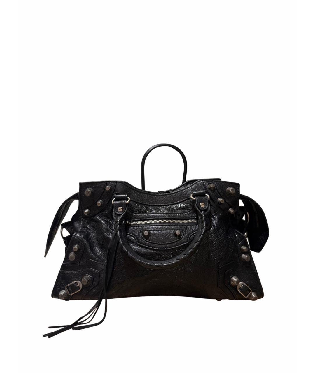 BALENCIAGA Черная сумка с короткими ручками из лакированной кожи, фото 1