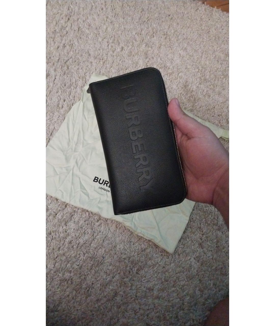 BURBERRY Черный кожаный кошелек, фото 4
