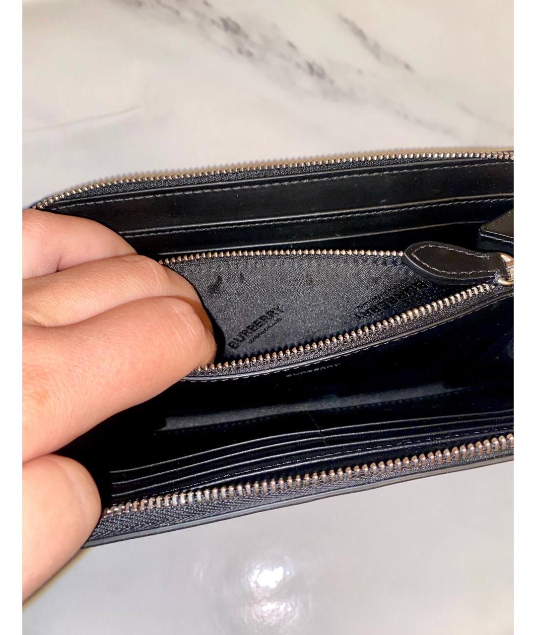 BURBERRY Черный кожаный кошелек, фото 5