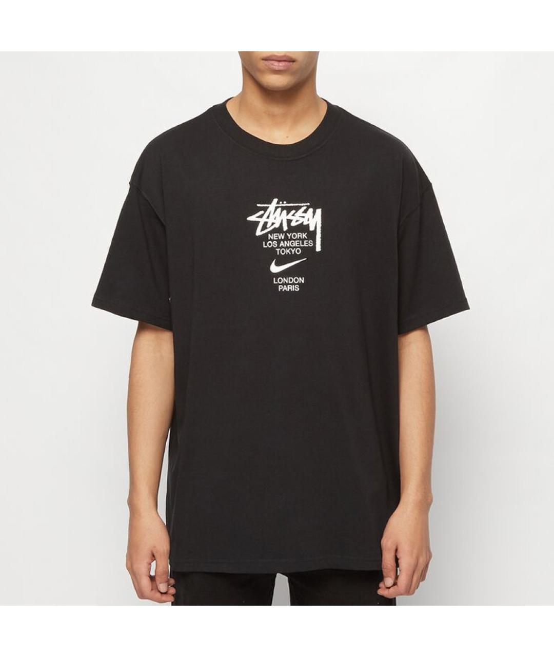 STUSSY Черная хлопковая футболка, фото 4