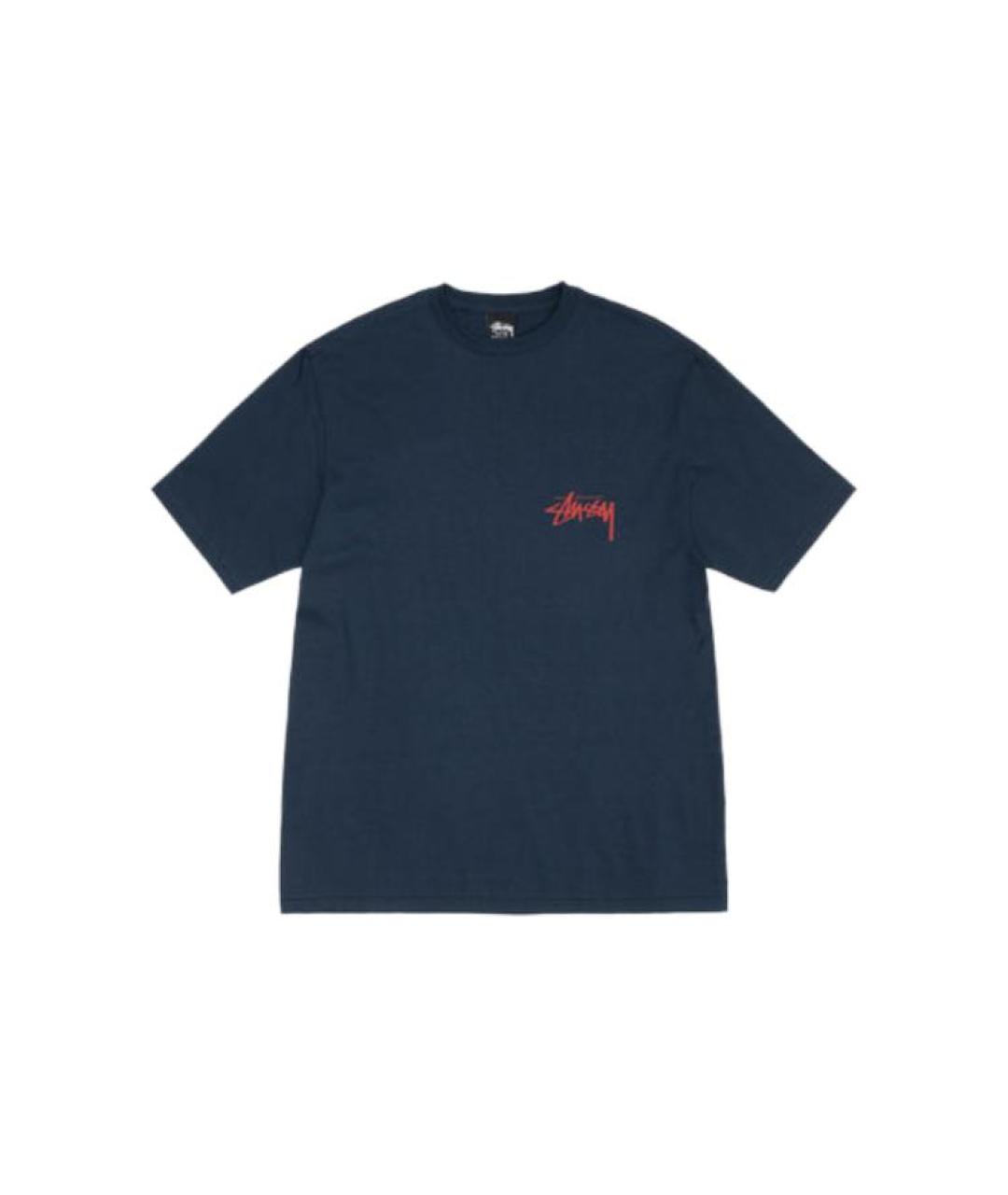 STUSSY Темно-синяя хлопковая футболка, фото 1
