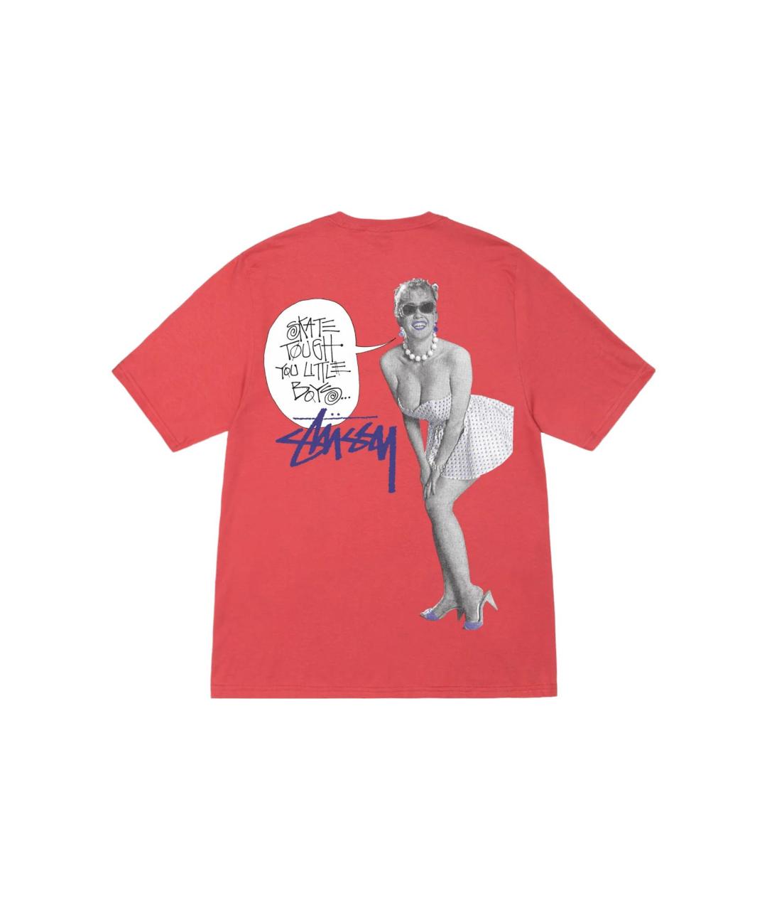 STUSSY Красная хлопковая футболка, фото 2