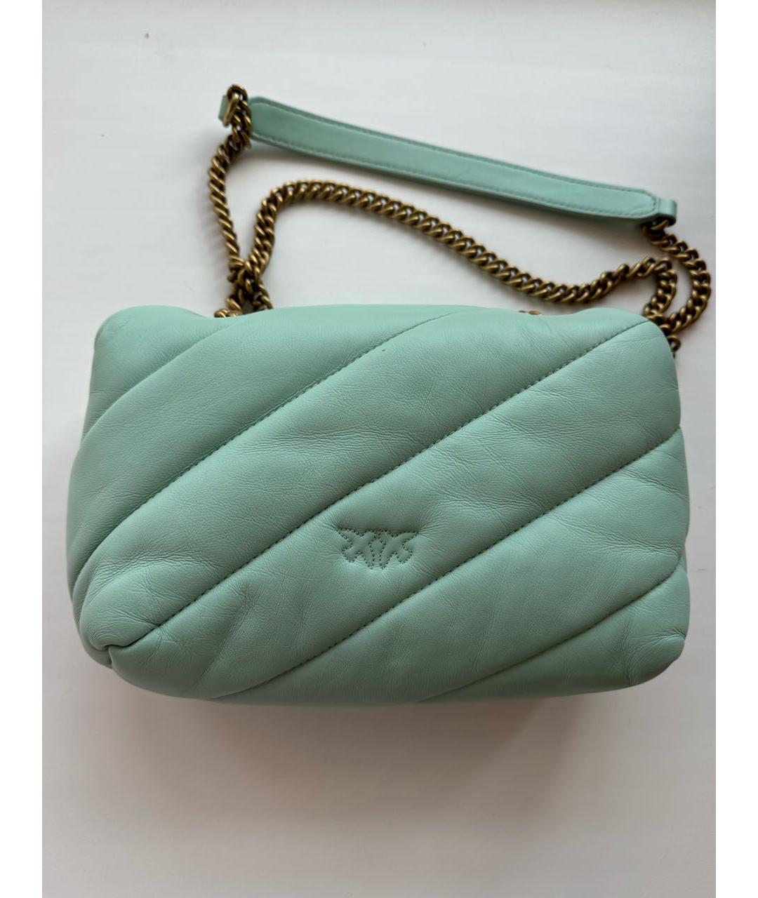 PINKO Бирюзовая кожаная сумка через плечо, фото 3