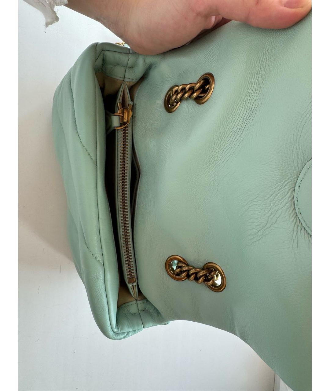 PINKO Бирюзовая кожаная сумка через плечо, фото 4