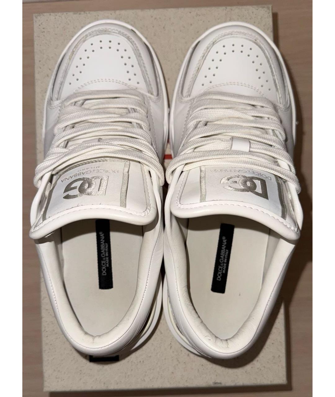 DOLCE&GABBANA Белые кожаные кеды, фото 3