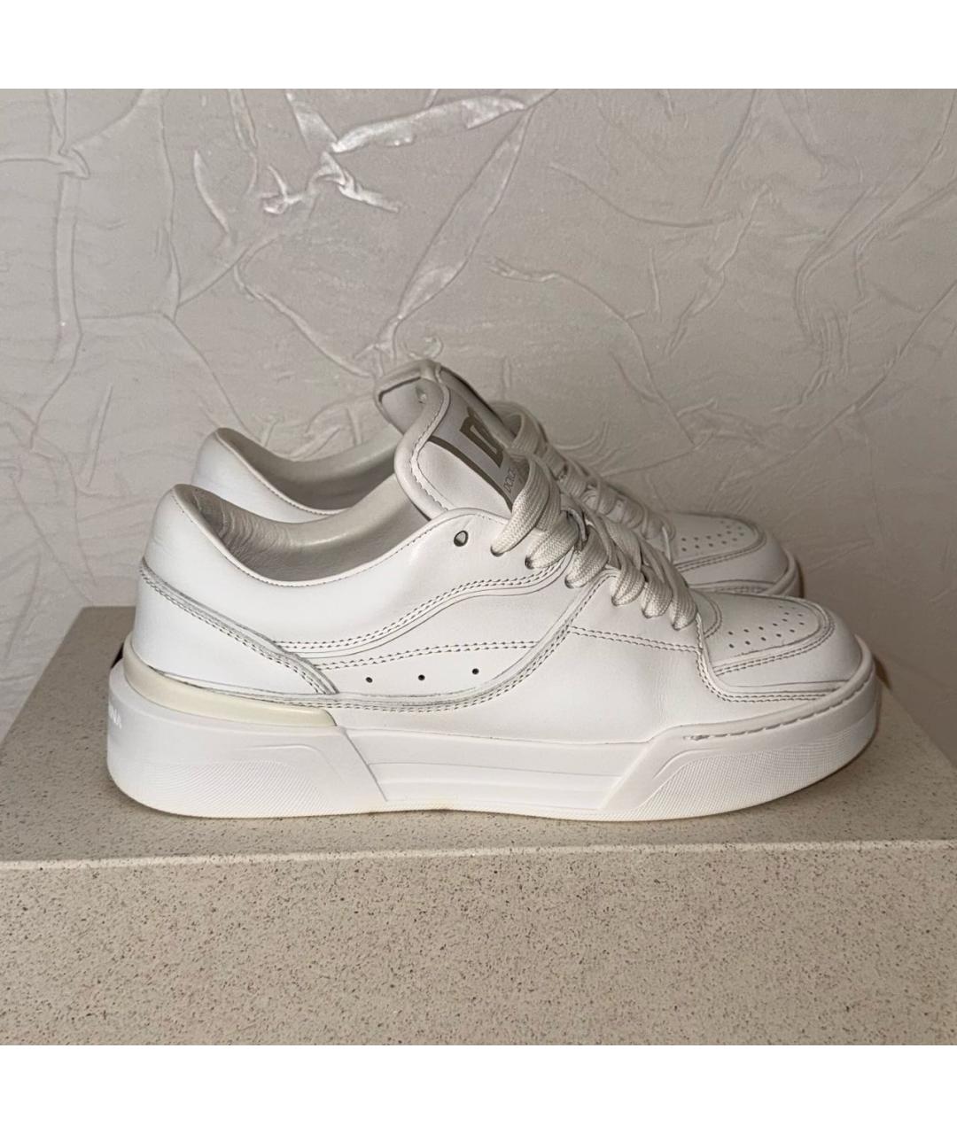 DOLCE&GABBANA Белые кожаные кеды, фото 6