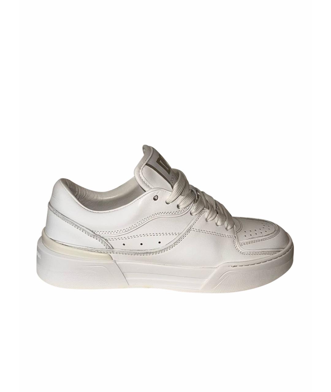 DOLCE&GABBANA Белые кожаные кеды, фото 1