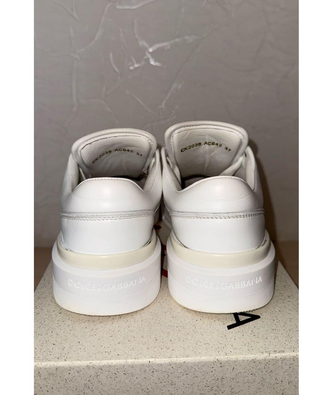 DOLCE&GABBANA Белые кожаные кеды, фото 4