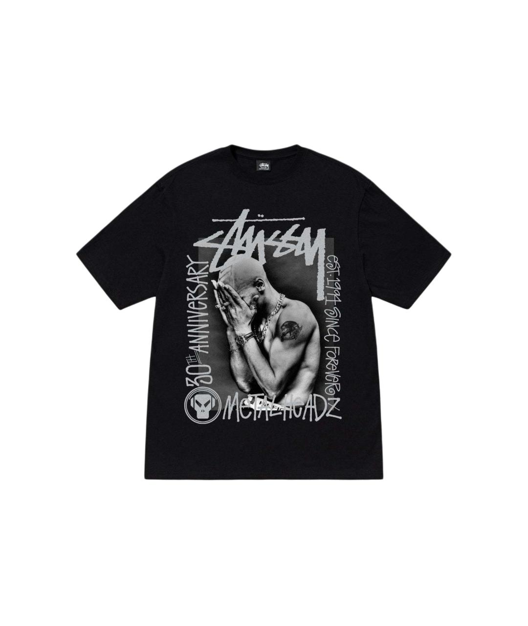 STUSSY Черная хлопковая футболка, фото 1