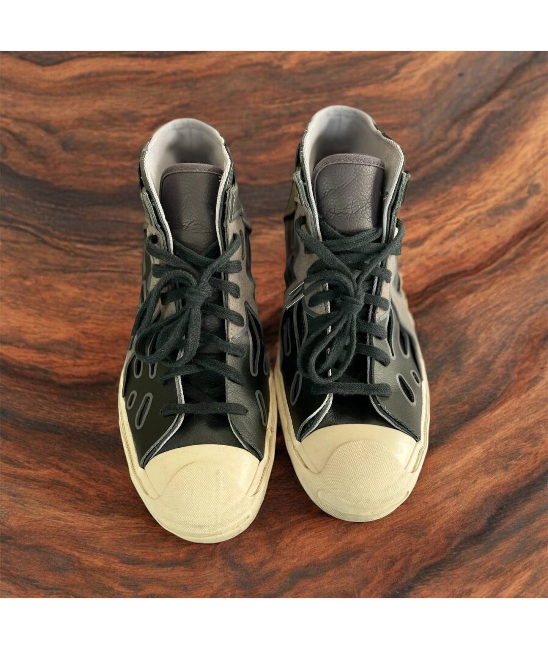CONVERSE Черные кожаные высокие кроссовки / кеды, фото 2