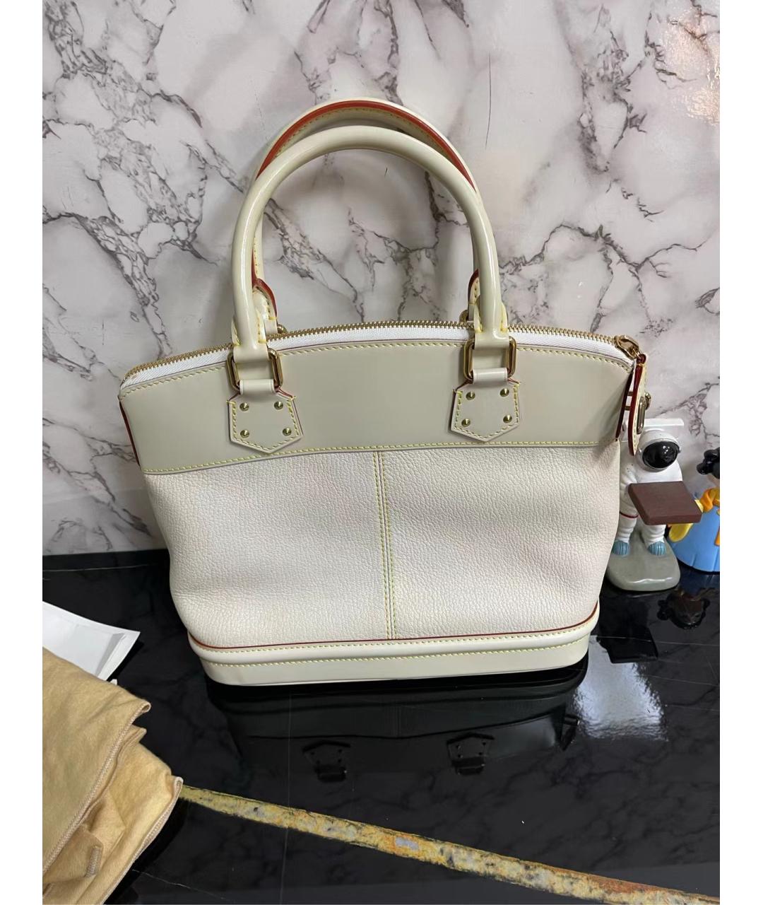 LOUIS VUITTON Белая кожаная сумка с короткими ручками, фото 2