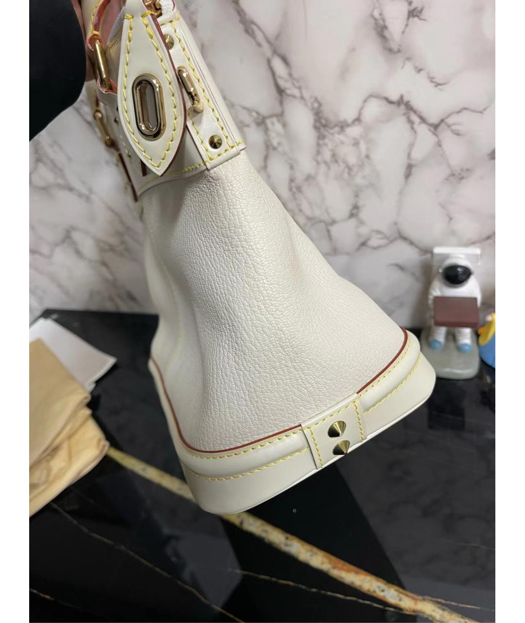 LOUIS VUITTON Белая кожаная сумка с короткими ручками, фото 4