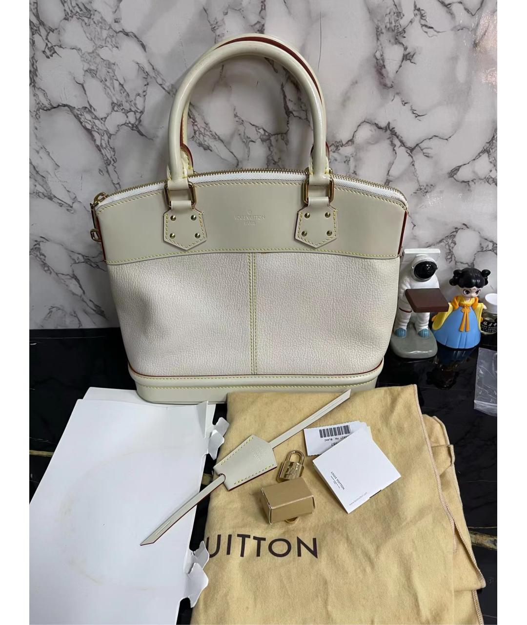 LOUIS VUITTON Белая кожаная сумка с короткими ручками, фото 3