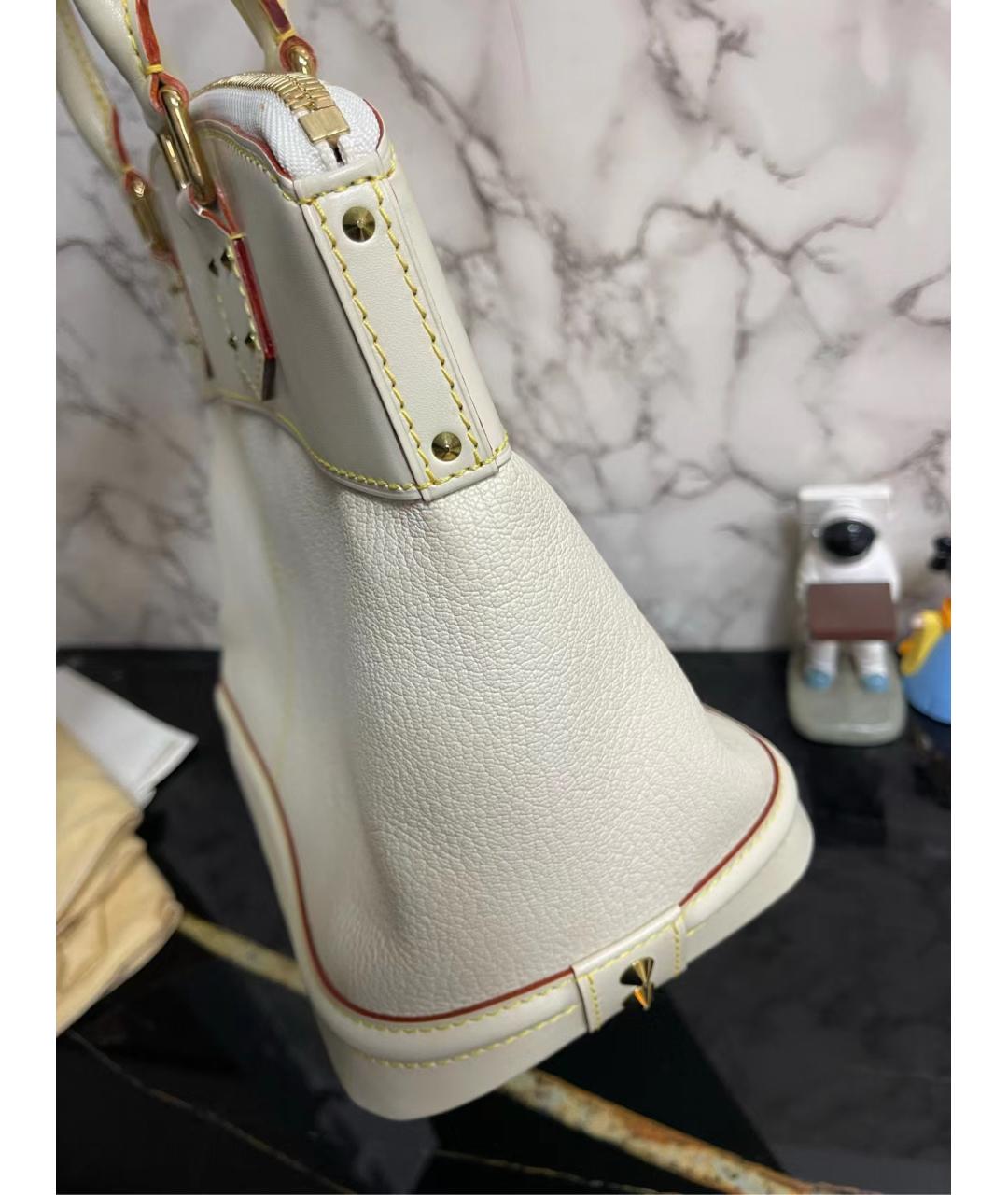 LOUIS VUITTON Белая кожаная сумка с короткими ручками, фото 5