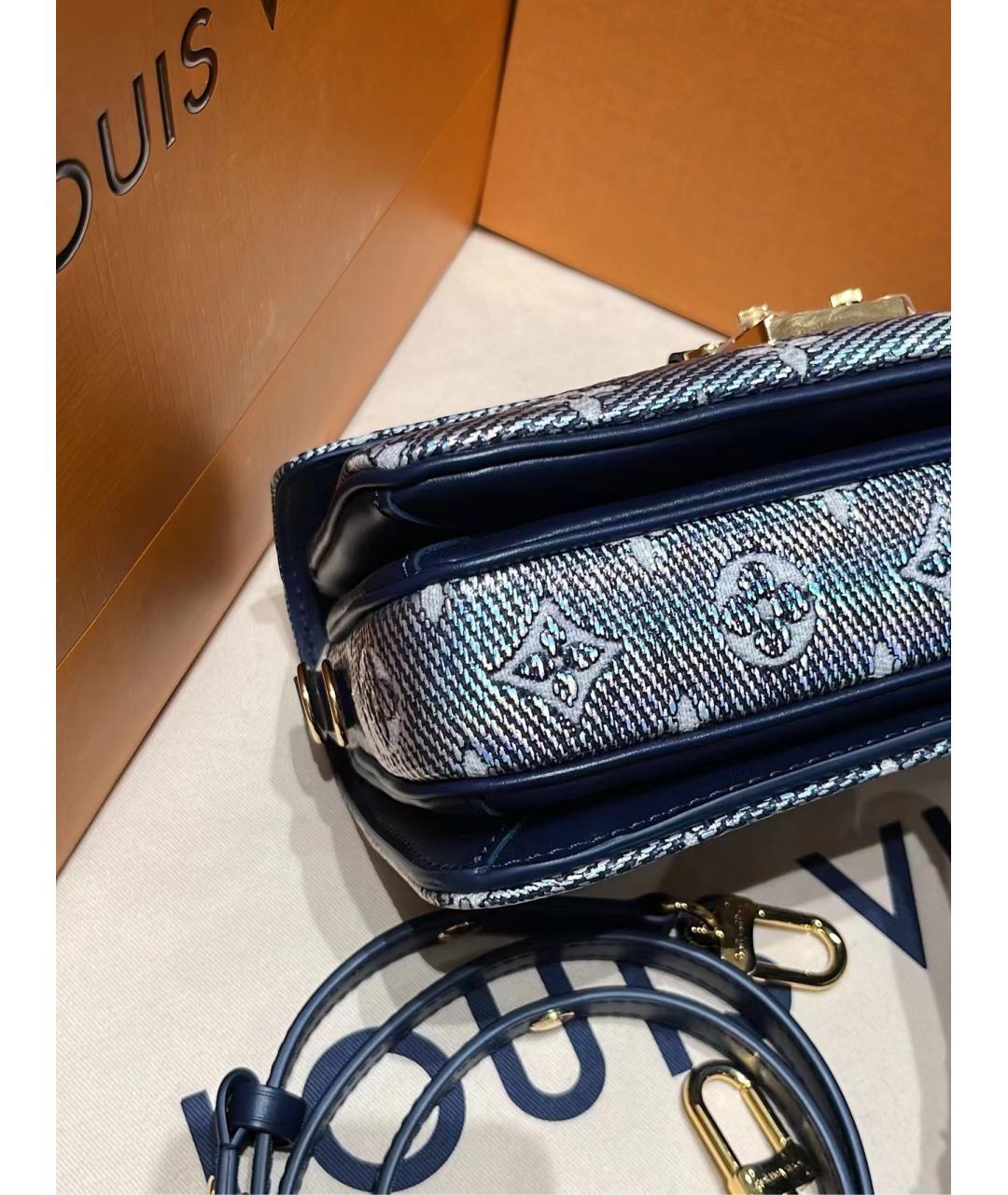 LOUIS VUITTON Голубая деним сумка с короткими ручками, фото 4