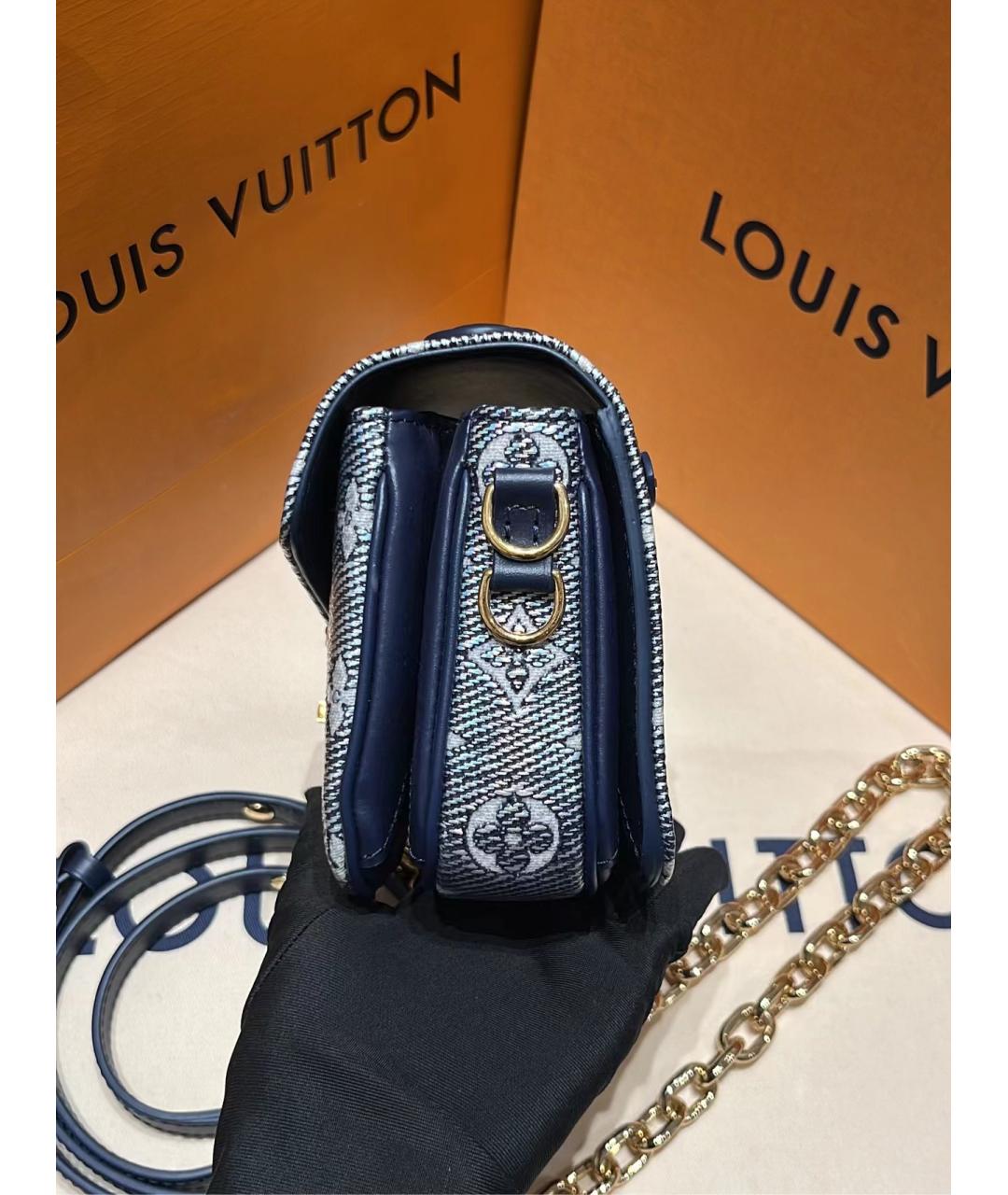 LOUIS VUITTON Голубая деним сумка с короткими ручками, фото 3