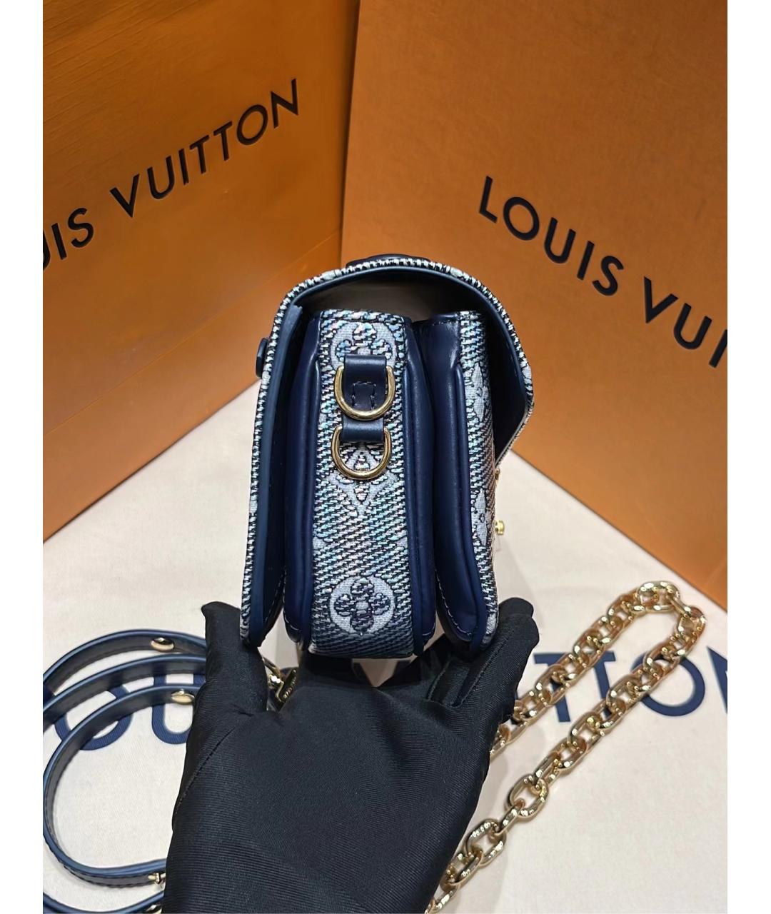 LOUIS VUITTON Голубая деним сумка с короткими ручками, фото 2