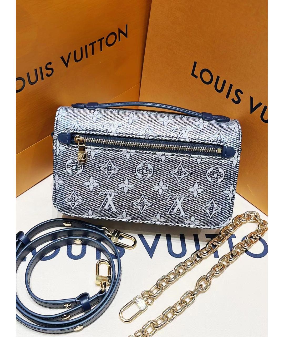 LOUIS VUITTON Голубая деним сумка с короткими ручками, фото 7