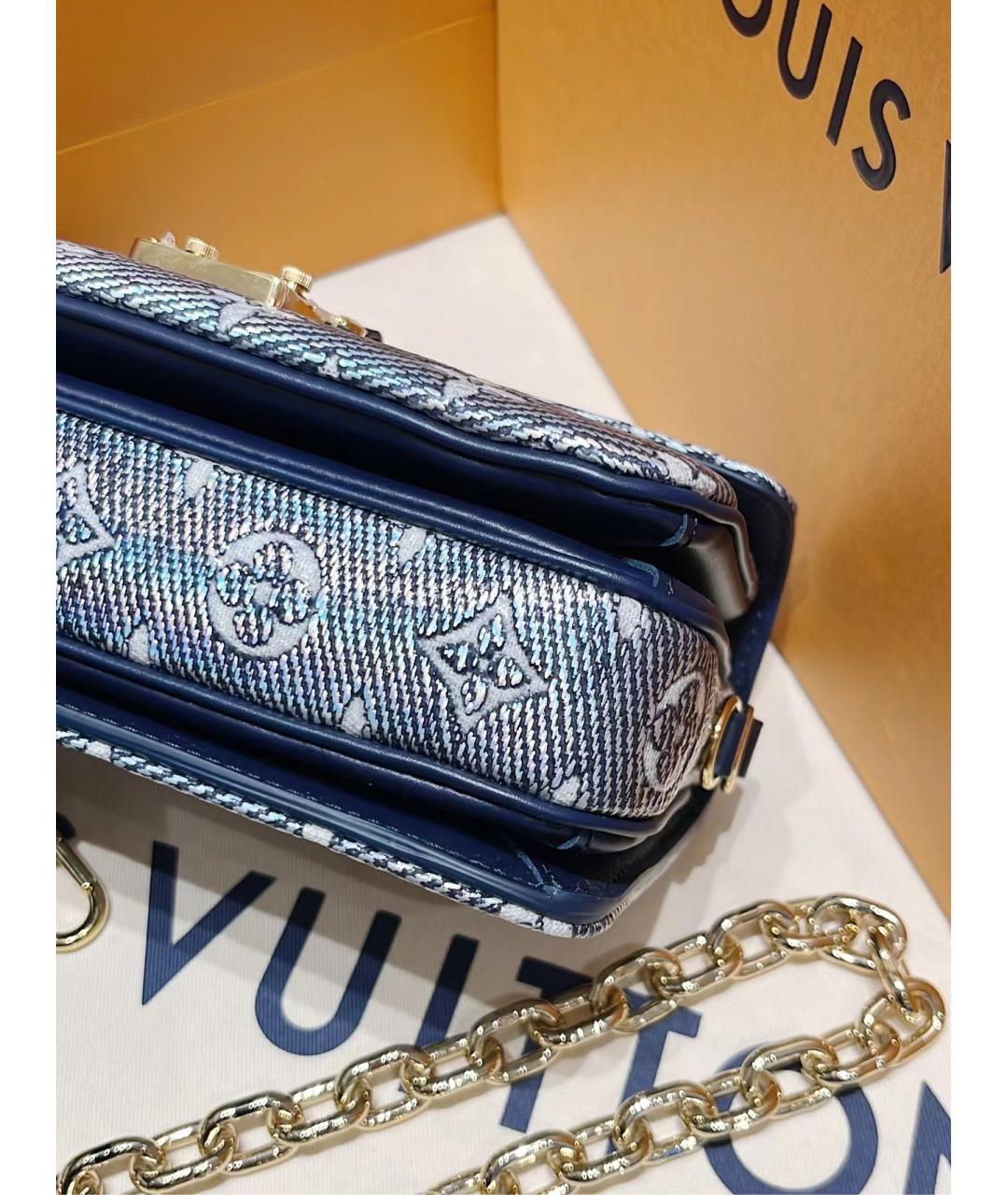 LOUIS VUITTON Голубая деним сумка с короткими ручками, фото 6