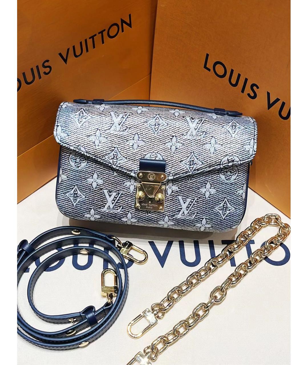 LOUIS VUITTON Голубая деним сумка с короткими ручками, фото 5