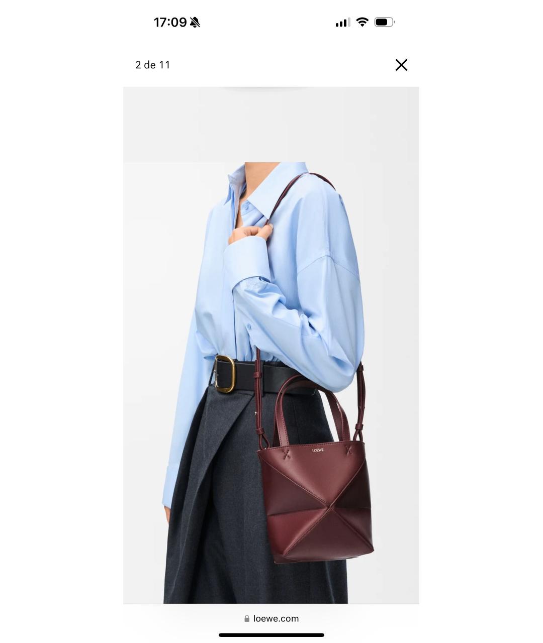 LOEWE Бордовая кожаная сумка через плечо, фото 7