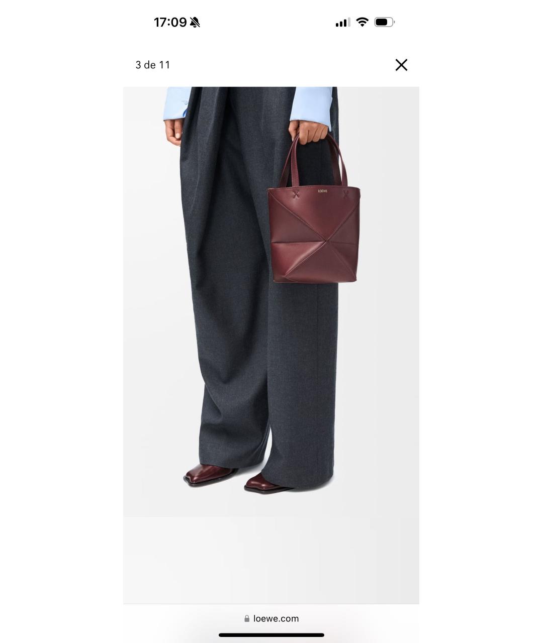 LOEWE Бордовая кожаная сумка через плечо, фото 8