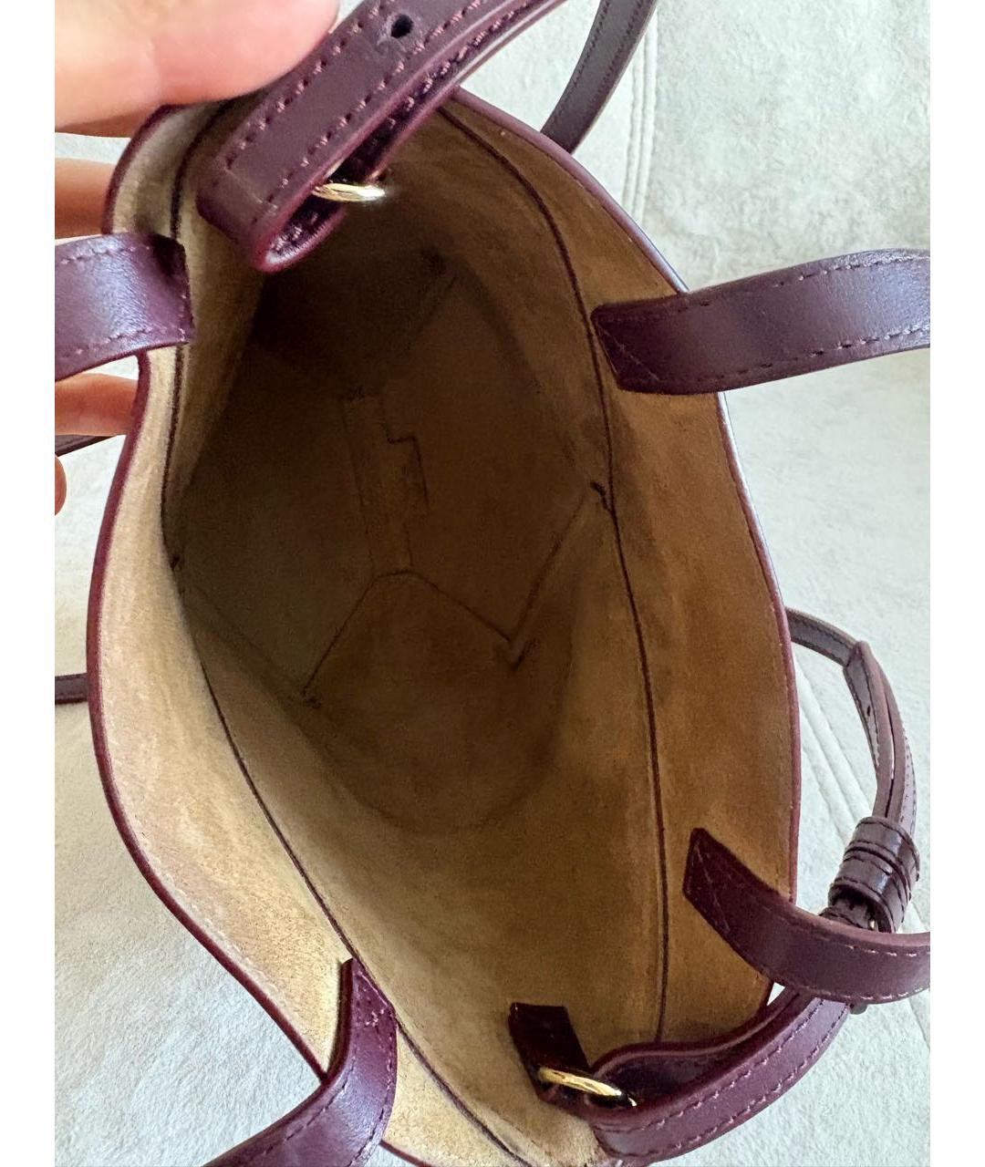 LOEWE Бордовая кожаная сумка через плечо, фото 5