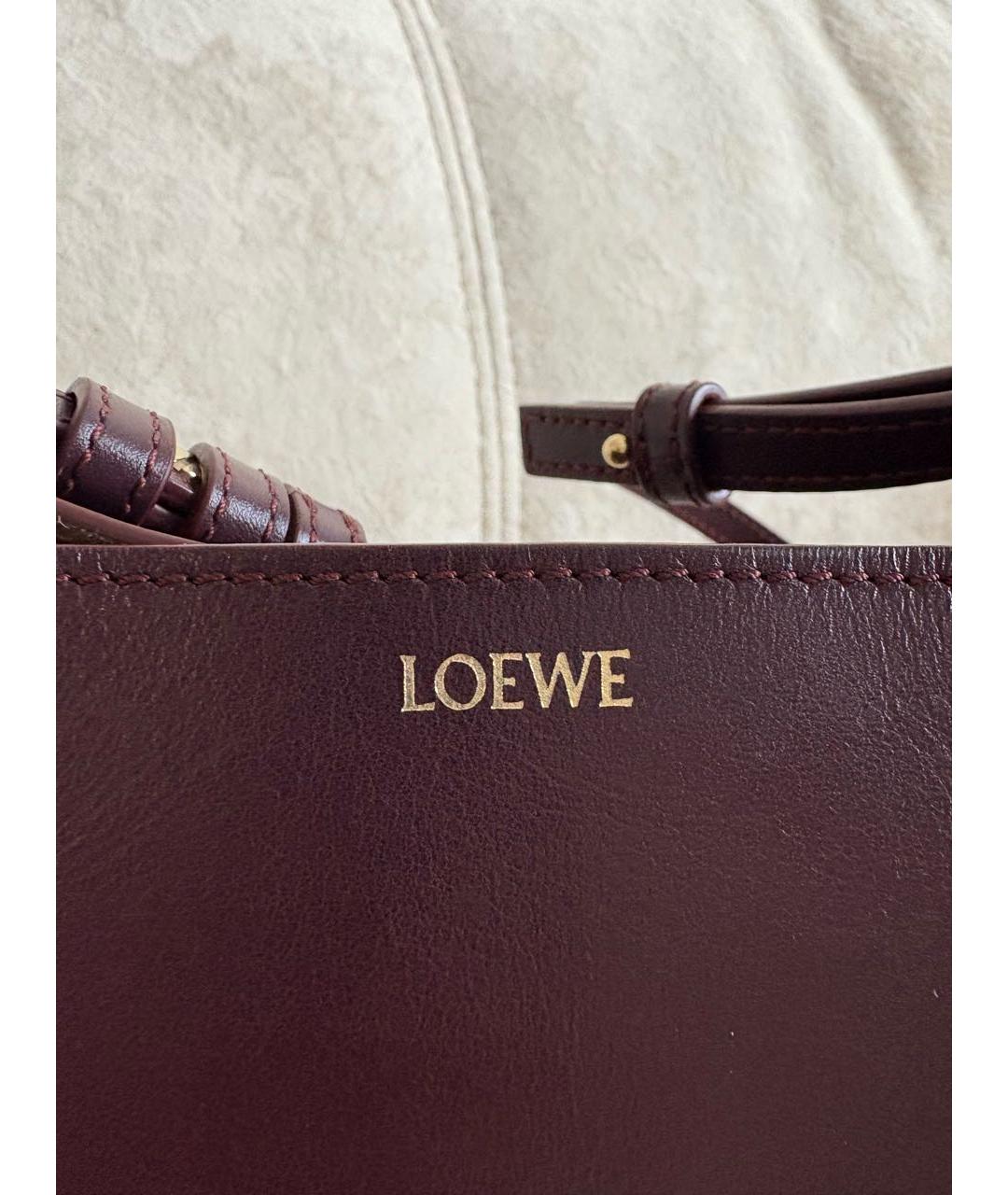 LOEWE Бордовая кожаная сумка через плечо, фото 3
