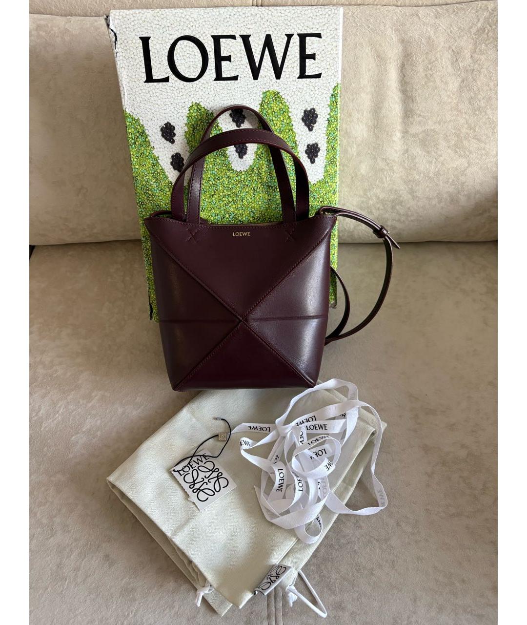 LOEWE Бордовая кожаная сумка через плечо, фото 4