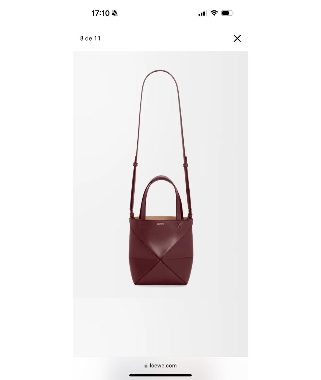 LOEWE Бордовая кожаная сумка через плечо, фото 9