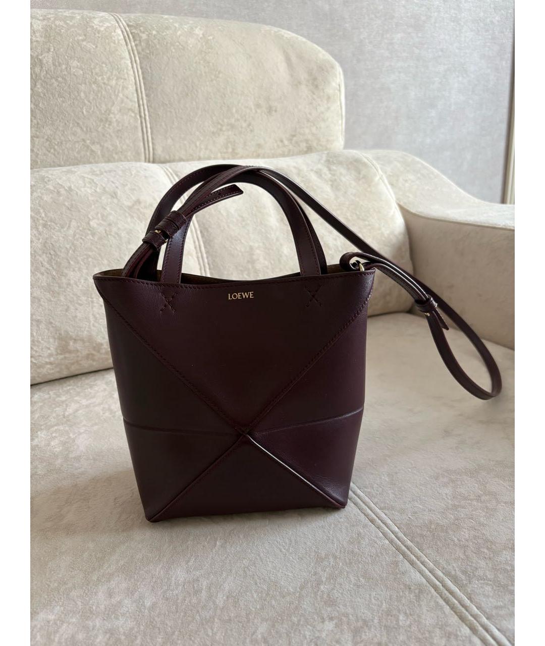 LOEWE Бордовая кожаная сумка через плечо, фото 2
