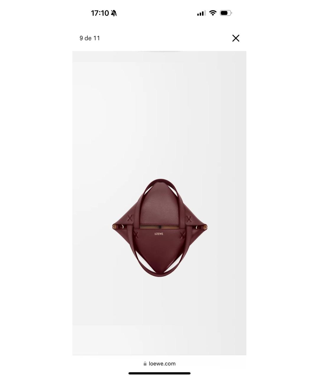 LOEWE Бордовая кожаная сумка через плечо, фото 6