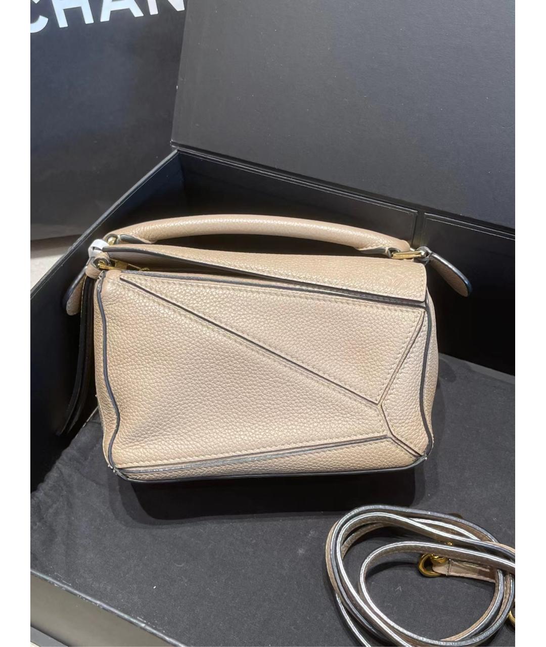 LOEWE Бежевая кожаная сумка через плечо, фото 2