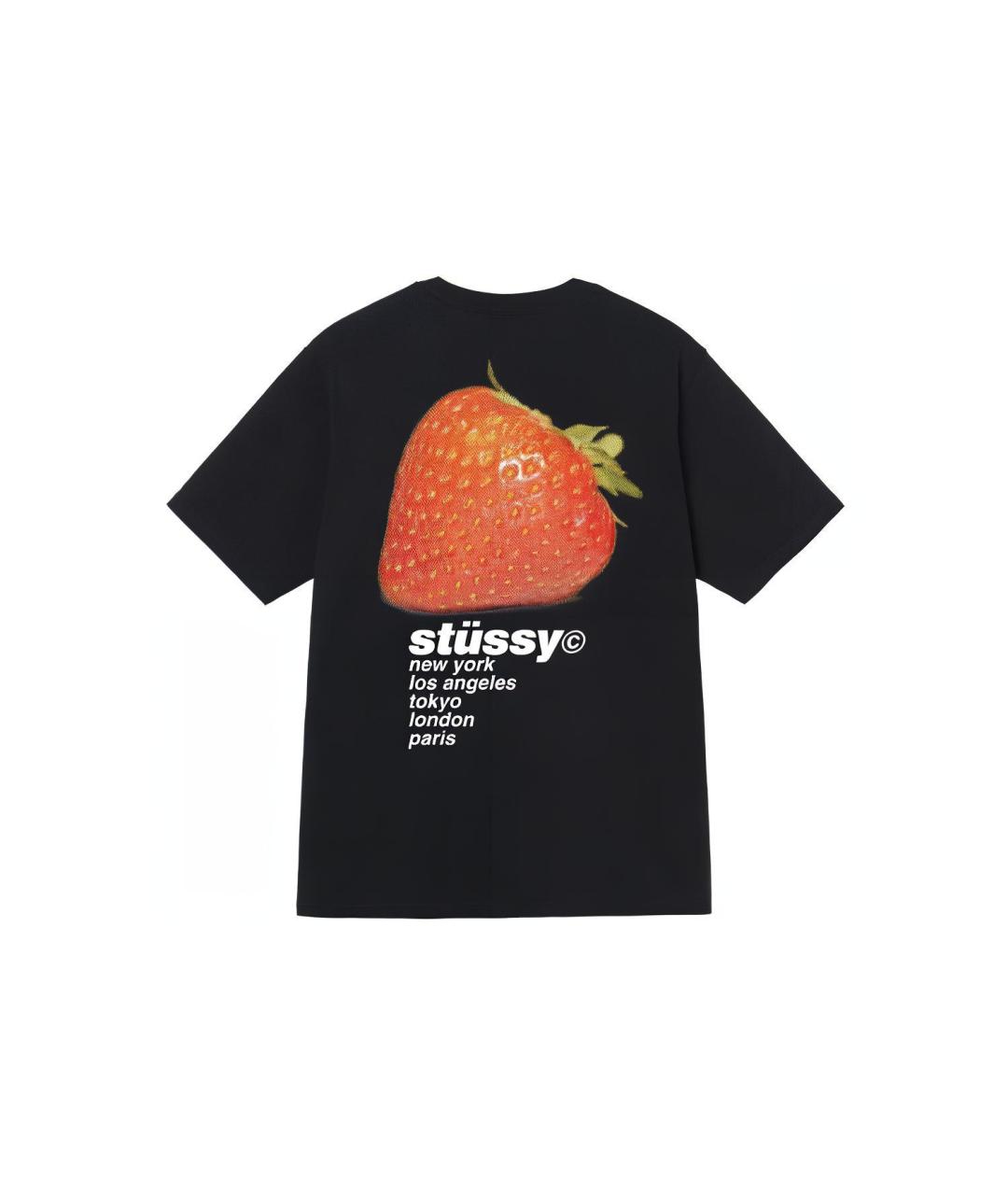 STUSSY Черная хлопковая футболка, фото 2