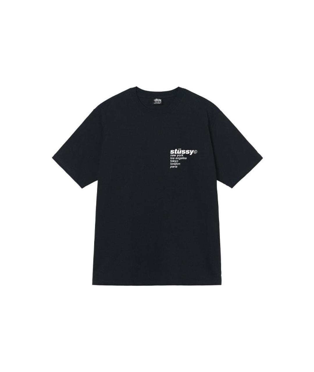STUSSY Черная хлопковая футболка, фото 1