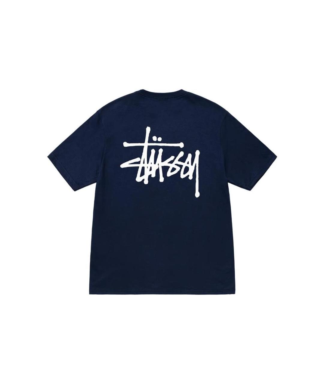 STUSSY Темно-синяя хлопковая футболка, фото 2